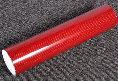 18&#034;x60&#034; 5d ultra shiny gloss glossy red carbon fiber vinyl wrap sticker decal