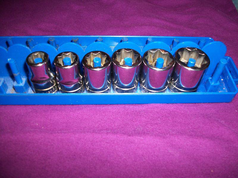 Snap-on sockets  1/2  drive" 6pc  3/8-11/16 all 12 point, #sw4    