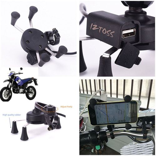 Universal x-grip motorcycle bike car mount cellphone gps holder w/ usb charger