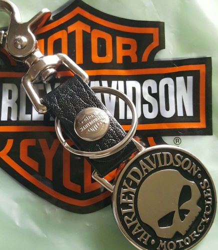 Brand new harley-davidson keychain willie g skull metal bottle opener  leather