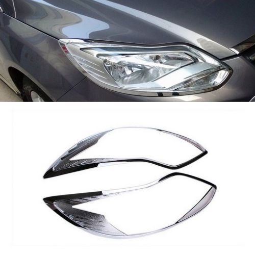 For ford focus 2012 13 14 chrome front head light lamp cover trim 2pcs
