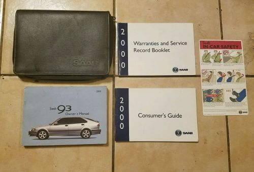 Oem 2000 saab 9-3 owners manual warranty info books w/ black carrying case