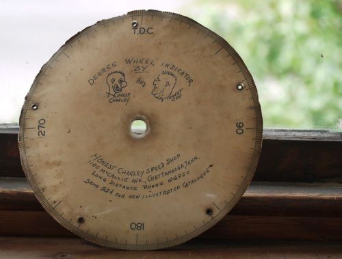 Vintage honest charley speed shop degree wheel indicator pre-1956 hot rod parts
