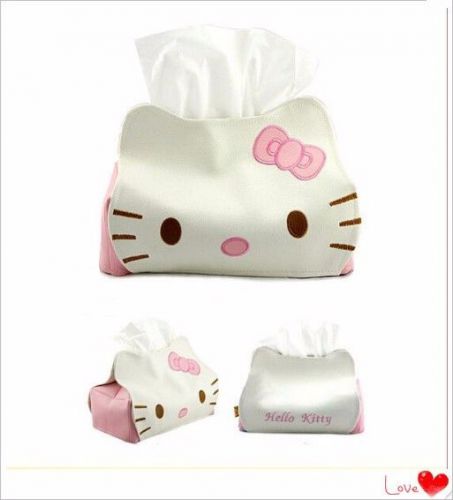 1pcs lovely cartoon hello kitty cat car seat style tissue box car accessories