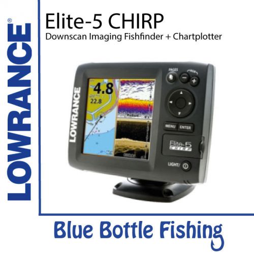 Lowrance elite 5 chirp w/ hdi83/200/455/800 transducer + navionics gold map