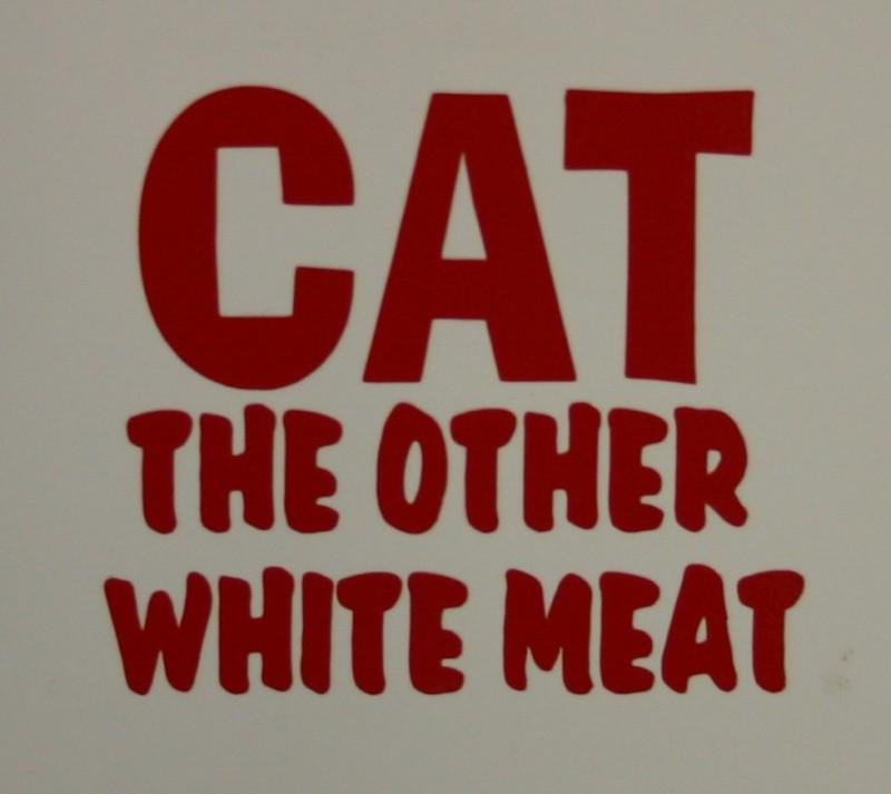 Cat the other white meat - red - decal sticker for window helmet hardhat