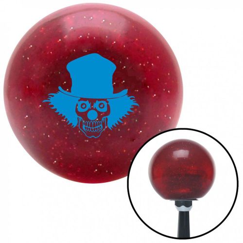 Blue skull clown red metal flake shift knob with 16mm x 1.5 insert 7.3