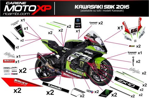 Stickers decal moto kawasaki zx10r 2016 racing sticker sbk 16