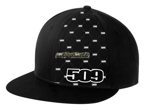 509 pattern flatbill flex hat - black