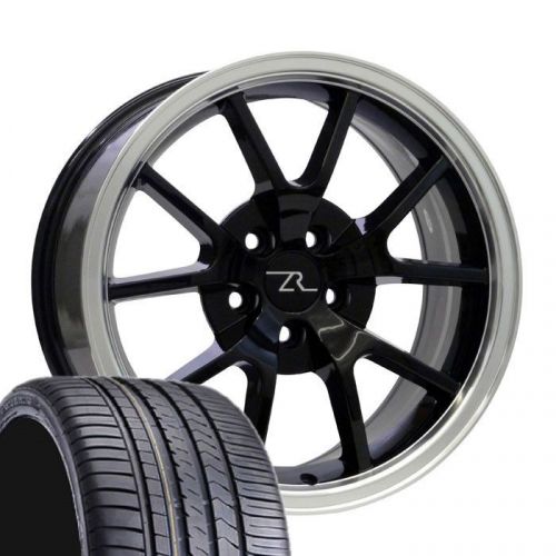 18&#034; black w lip mustang fr500 wheels tires (4) 18x9 rims 245/40/18 winrun 94-04