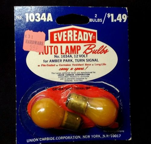 Yellow auto 12 v lamps everyready no. 1034a 2 pack carded brass bayonette bulbs
