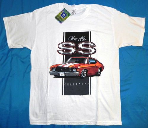 New mens chevy chevelle ss t shirt 1972 white large gm chevrolet
