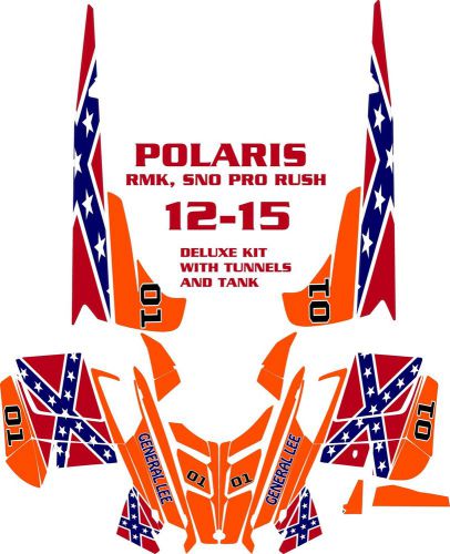 Snowmobile wrap polaris rush, pro, rmk  decal 12-15 general lee  with tunnels