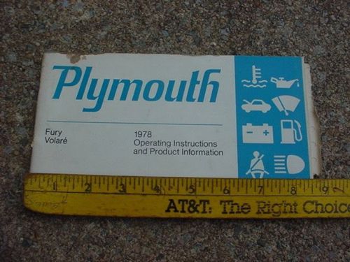 Mopar 78 plymouth volare fury original factory owners manual