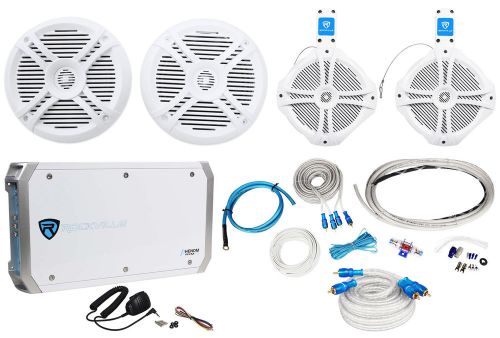 2) rockville rmsts65w 6.5&#034; marine boat speakers+2) 8&#034; wakeboards+amp+wire kit