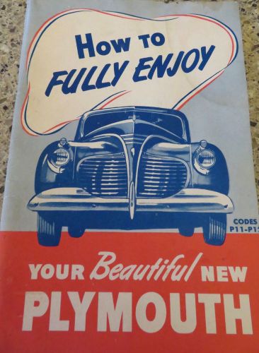 1941 plymouth owners manual user guidebook-original