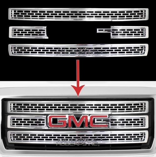 2014-15 gmc sierra 1500 chrome snap on grille overlay 3 bar grill covers inserts