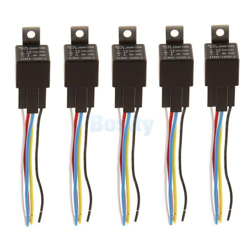 5 x car vehicle automotive truck motor 12v dc 40a relay 5pin spst socket