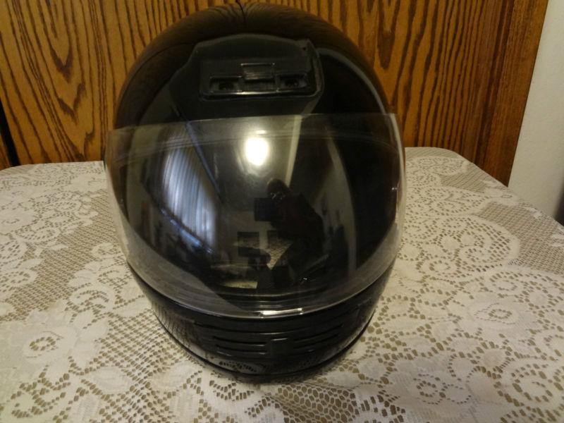 Black motorcycle helmet w/clear shield size l
