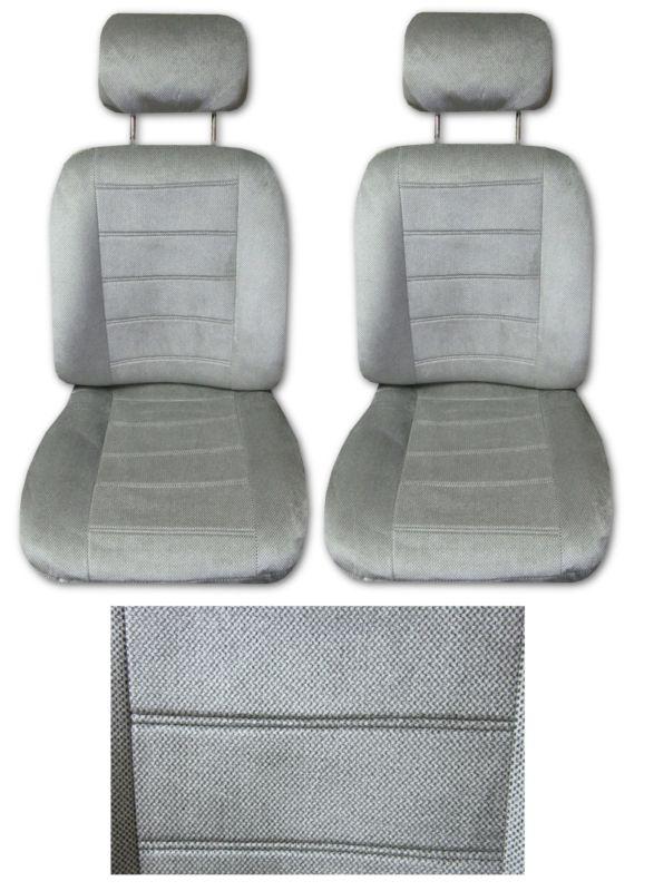New low back quilted velour regal car truck seat covers silver grey #b
