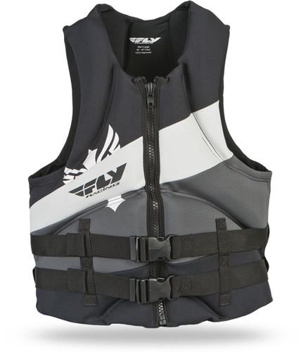 Fly racing neoprene life vest jacket - grey/black, mens lg (chest 40-44)
