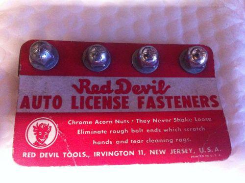 Vintage nos red devil acorn license plate bolts