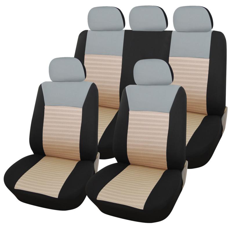 Adeco 9-piece vehicle car seat cover set  - black & beige color,universal size