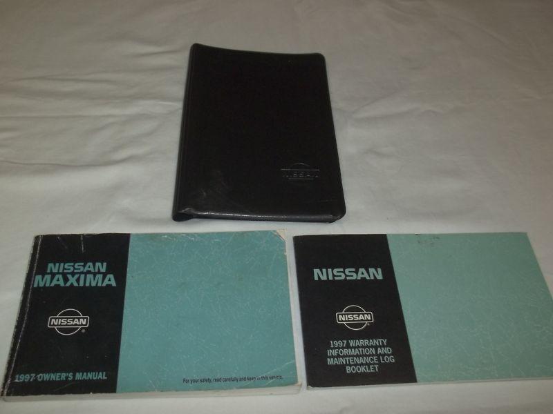 1997 nissan maxima owner's manual 3/pc.set & black nissan factory case. free s/h