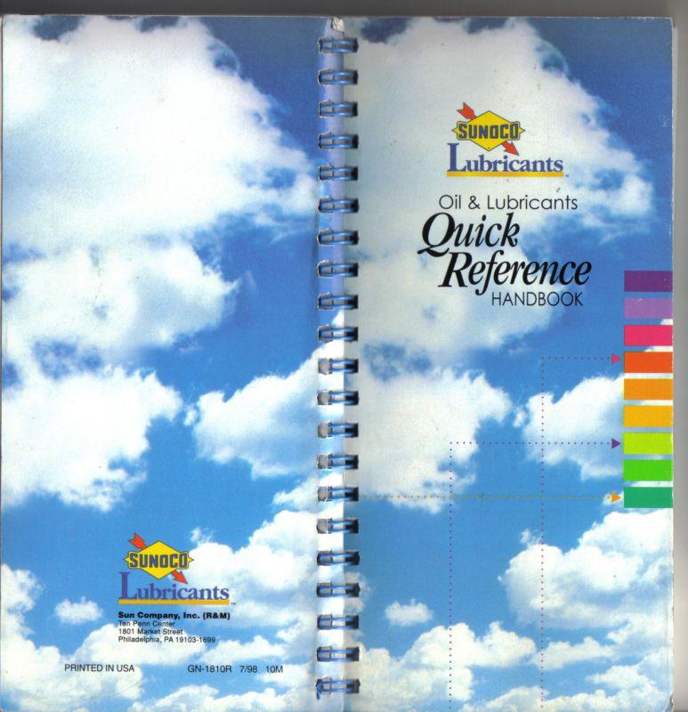 Sun com sunoco motor oil & lubricants quick reference handbook 90´s 144 pages