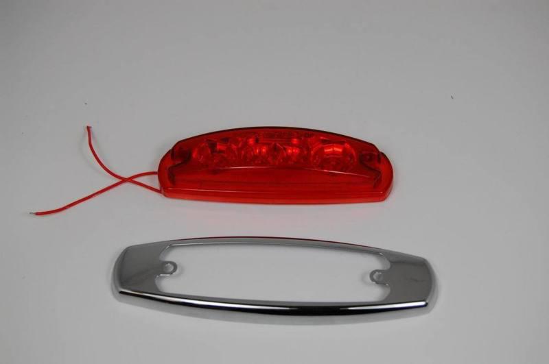 Led s,t,t and clearance lights 5" 4 square led with chrome bezel with 2 wire(red