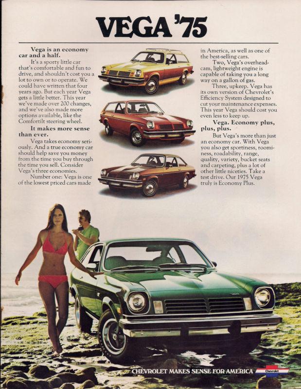 1975 chevrolet  vega sales brochure mint original 