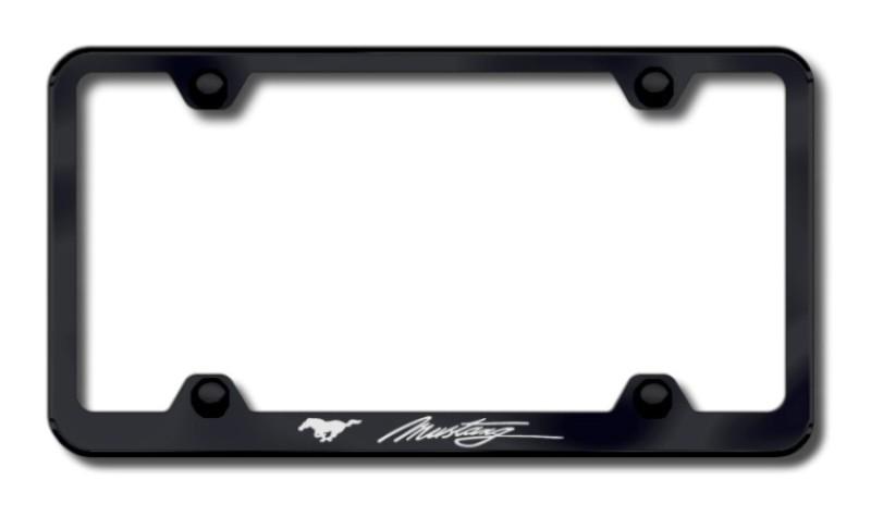 Ford mustang script laser etched wide body license plate frame-black made in us