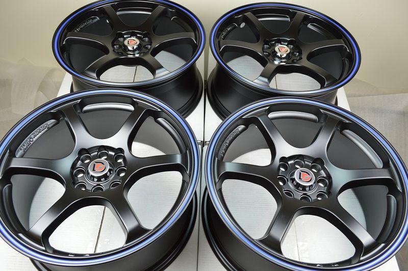 17 matt black wheels miata cooper accord civic corolla cobalt 4x100 4x114.3 rims