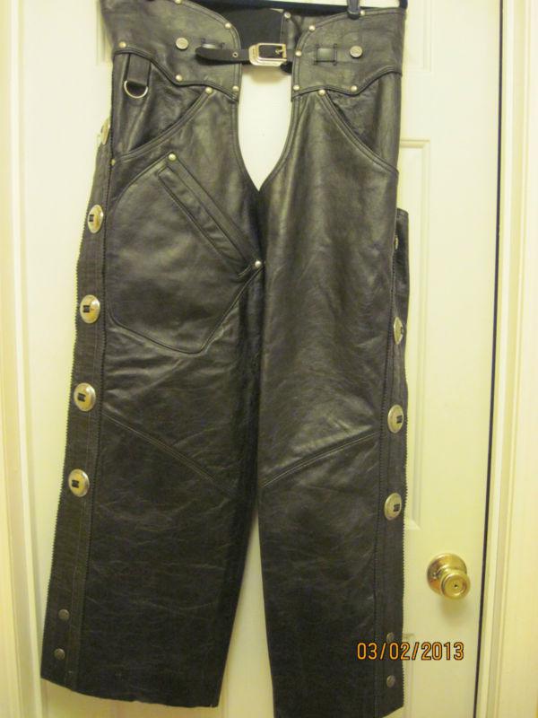 Harley davidson heritage leather black chaps size medium men's