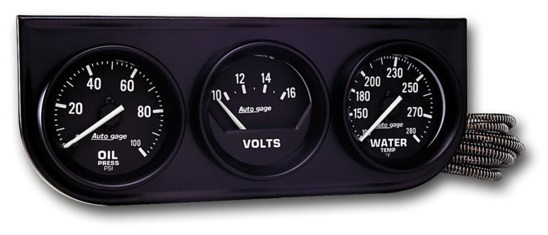 Auto meter 2397 autogage; oil/volt/water; black console