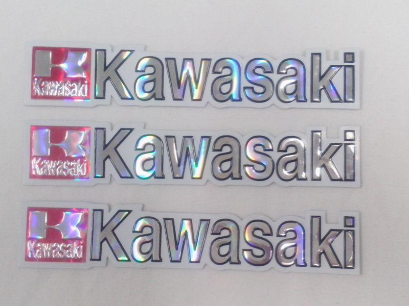 Kawasaki sticker racing decal reflective car light foil 3 pcs. size15x3 cm.