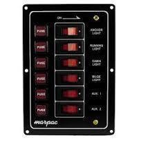 New marpac marine boat switch panels 6-gang with grounding bus bar 7-0511