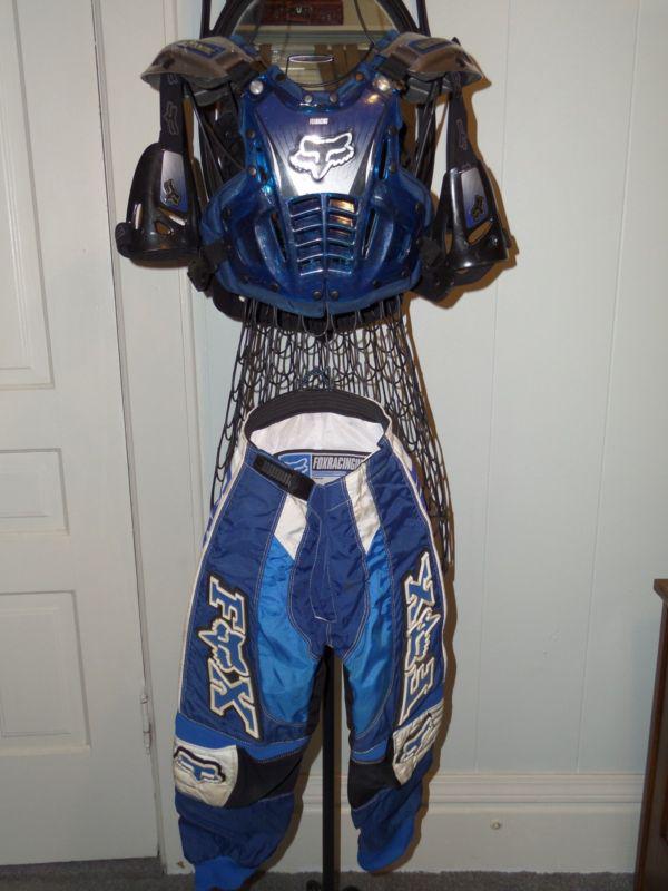 Fox motocross racing hard shell chest protector & pant youth 8/24 sport costume