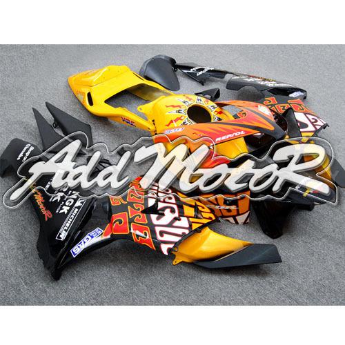 Injection molded fit 2003 2004 cbr600rr 03 04 repsol yellow orange fairing 63n28