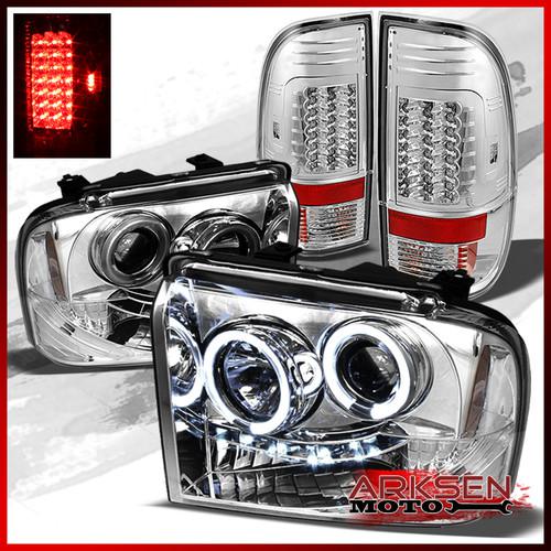 05-07 f-series sd ccfl halo projector clear headlights+led clear g2 tail lights
