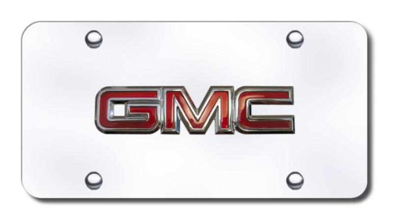 Gm gmc oem logo chrome on chrome license plate made in usa genuine