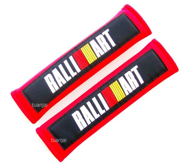 Red ralliart seat belt cover pads mitsubishi evolution lancer evo car decorated