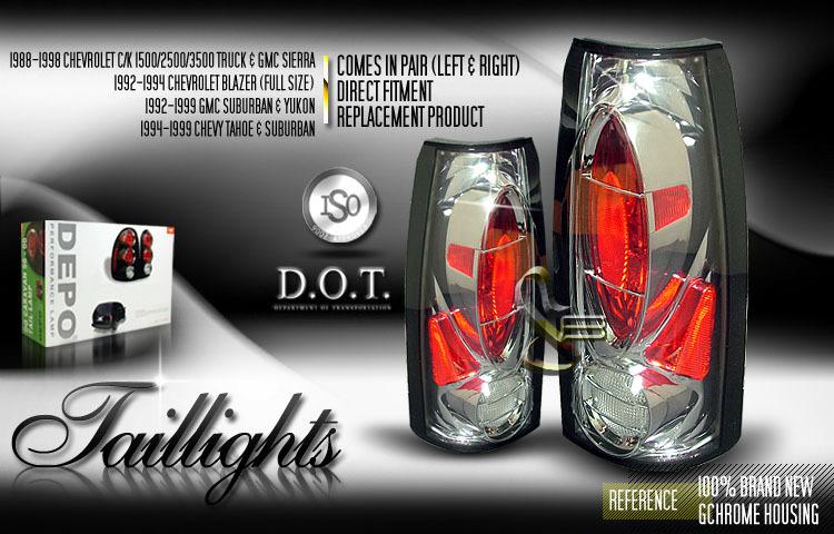 Depo pair euro gun metal style altezza tail lights tail lamps chevy gmc cadillac