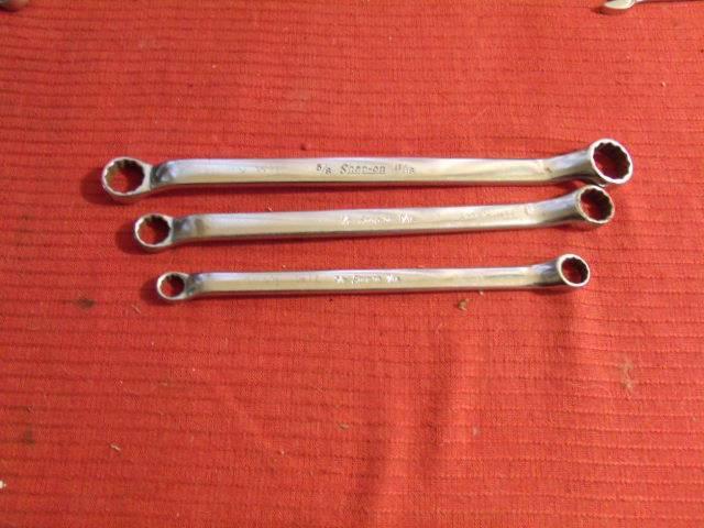 Snap on 3 pc vintage  boxed wrenches 3/8-7/16, 1/2-9/16 & 5/8-11/16" #xb2022