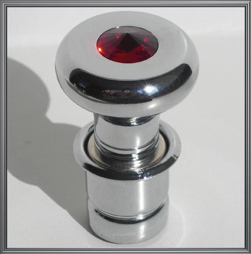 Chrome cigarette lighter with red genuine crystal