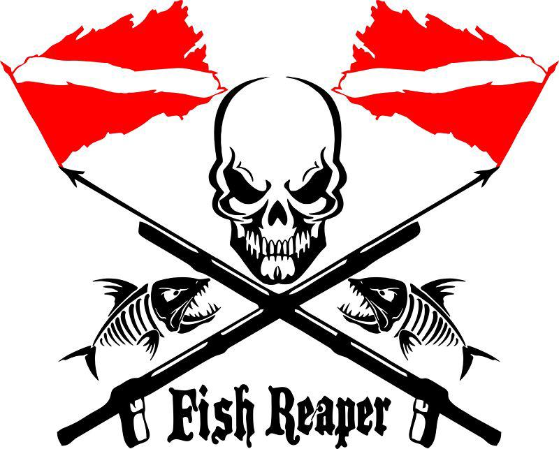  fish reaper skull diver flag speargun car boat truck window vinyl decal sticker