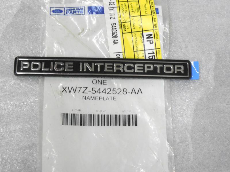 Ford crown victoria police interceptor emblem name plate oem xw7z 5442528 aa