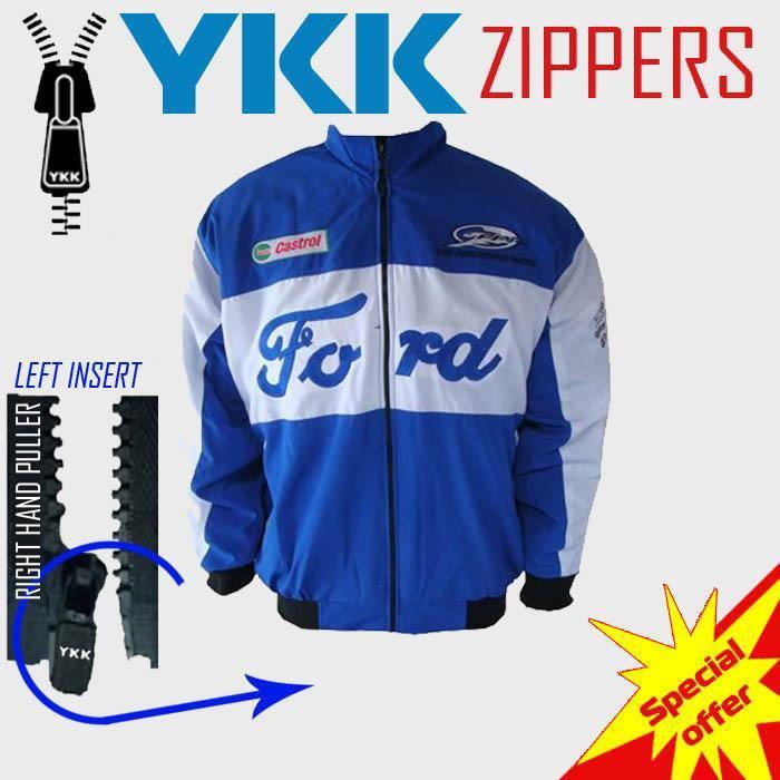 Ford racing jacket coat rally royal blue and white all youth/adult sizes ykk zip