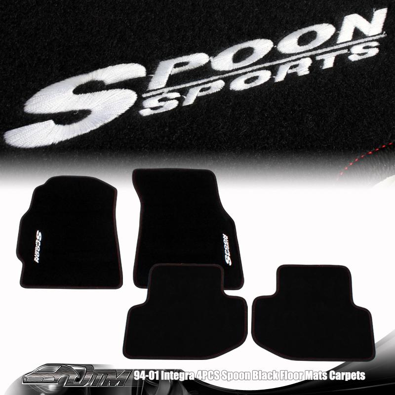 1994-2001 acura integra coupe jdm 4 piece black floor mats with spoon logo