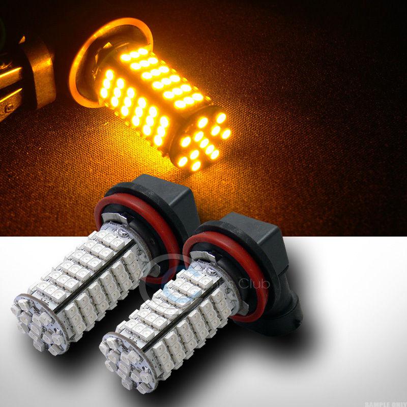 New 2pc amber/yellow h11 socket 102x smd led back-up/reverse tail light bulbs